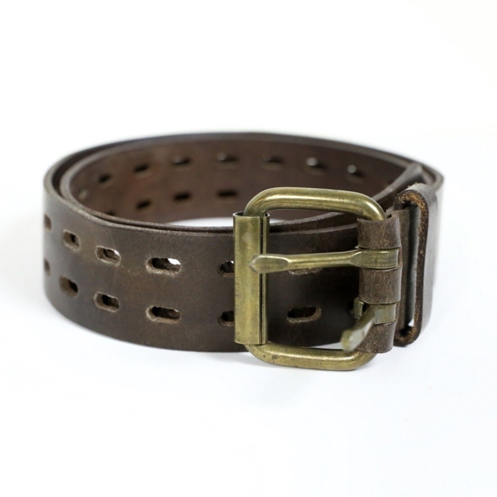 Genuine leather belt Maryk & Co brown bronze metal boho adjustable perforated